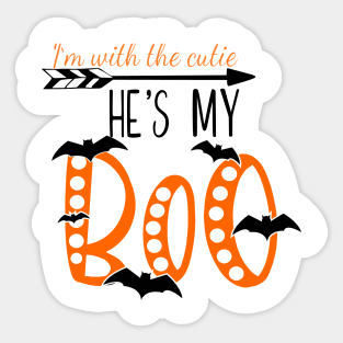 Hes my boo, halloween , couples shirt,  for him Sticker